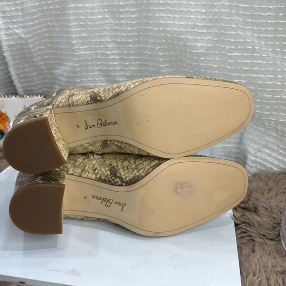 (R2) Sam Edelman Regaen Exotic Snake Print Booties in Wheat, Women's Size 10 - Picture 12 of 15